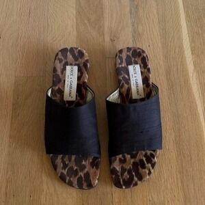 Dolce & Gabbana black mules with cheetah print sole